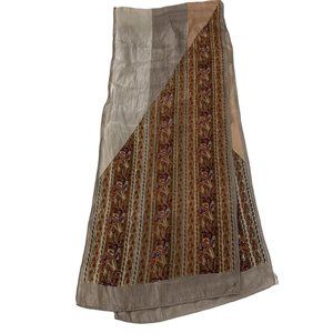 VINTAGE BAAR & BEARDS TAUPE MULTICOLOR PAISLEY SILK SCARF 40"x 6.25" RECTANGLE